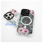 Evelatus Apple iPhone 15 Pro Max PC+TPU With MagSafe Customized Print Flower Transparent