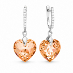 Sidabriniai auskarai &bdquo;Romantic Heart III R (Colorado Topaz)&ldquo; su Swarovski&reg; kristalais
