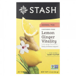 Stash Tea, Žolelių arbata, citrinų ir imbiero, be kofeino, 20 arbatos pakelių, 34 g