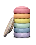 Stapelstein&reg; Rainbow Set Pastel &ndash; 6 akmenukai ir balansinė lenta