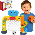 WOOPIE BABY interaktyvus sporto centras &bdquo;2 in 1&ldquo; &ndash; vartai ir krep&scaron;ys su drambliuku