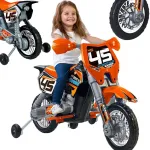 FEBER oranžinis akumuliatorinis kroso motociklas vaikams 6V