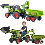 FALK Claas Axos 330 pedalinis traktorius su ekskavatoriumi ir priekaba, 3&ndash;7 metų