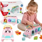 WOOPIE BABY muzikinis automobilis-rū&scaron;iuoklis su cimbolais, rožinis