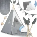 Vaiki&scaron;ka tipi palapinė Nukido NK-406 &ndash; pilka