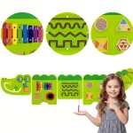 VIGA manipuliacinė jutiminė lenta &bdquo;Krokodilas&ldquo; 5 in 1, FSC, Montessori