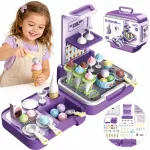 WOOPIE 3 in 1 ne&scaron;iojama ledainė lagaminėlyje: virtuvėlė, parduotuvė, ledainė, 62 vnt.