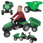 WOOPIE Farmer GoTrac MAXI pedalinis traktorius su verčiama priekaba ir tyliais ratais