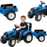 FALK Landini mėlynas pedalinis traktorius su priekaba, 3&ndash;7 metų