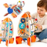 TOOKY TOY didelis medinis lavinamasis žaislas &ndash; daugiafunkcė raketa