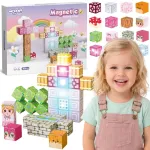 Woopie magnetiniai kubeliai, 48 vnt. &ndash; Montessori lavinamoji 3D dėlionė