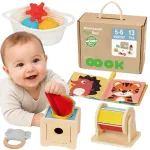 WOOPIE GREEN XXL 6 in 1 Montessori sensorinių žaislų dėžė 5&ndash;6 mėn., 13 vnt., FSC