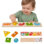 CLASSIC WORLD medinė geometrinė dėlionė MONTESSORI &ndash; formų rū&scaron;iuoklis, spalvų pažinimas, 6 vnt.