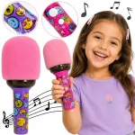 WOOPIE belaidis karaoke mikrofonas su Bluetooth garsiakalbiu ir LED, rožinis
