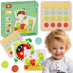 TOOKY TOY dėlionės kaladėlės vaikams &ndash; gyvūnai, formų ir spalvų pažinimas + lentelės