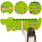 VIGA lavinamoji manipuliacinė jutiminė lenta &bdquo;Krokodilas&ldquo;, FSC, Montessori