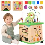 TOOKY TOY lavinamasis kubas &ndash; rū&scaron;iuoklis, labirintas, motorinė kilpa su gyvūnais
