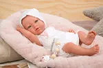 Reborn lėlytė baltais rūbeliais, mergaitė, 38 cm