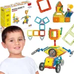 WOOPIE spalvingos 3D magnetinės kaladėlės &bdquo;Transporto priemonės&ldquo;, STEAM rinkinys, 80 vnt.