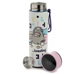 Pusheen Cat Gamer Girl daugkartinis izoliuotas gėrimų butelis su skaitmeniniu termometru, 450 ml