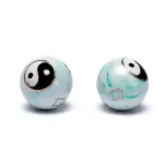 Sveikatos rutuliai Yin Yang balti/žaliai marmuriniai - 3,5 cm