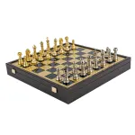 &bdquo;Classic Metal Staunton&ldquo; metalinių &scaron;achmatų rinkinys su 41cm lenta ant dėžės Manopoulos