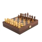 Olive Burl &Scaron;achmatų rinkinys 27x27cm su Stauntono &scaron;achmatų figūrėlėmis Manopoulos