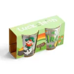 2 vnt. &bdquo;Luck of the Irish&ldquo; stiklinių &scaron;napsinių taurelių su leprekonu komplektas (50 ml)