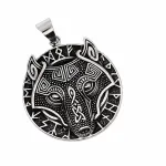 Sidabrinis amuletas &bdquo;Runų vilkas&ldquo;
