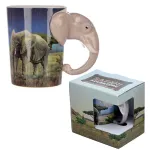 Keraminė puodelis su &bdquo;Elephant Savannah&ldquo; lipduku ir figūrine rankena