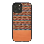 Apsauginis dėklas man and wood iPhone 12 Pro Max &mdash; rudas languotas su juodais akcentais