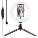 Tripod stovas su 20 cm LED žiedu Puluz PKT3073B vlogams