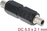 Adapteris DELOCK DC lizdas 5,5 x 2,1 mm motina-motina su sriegiu, tiesus, juodas