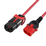 ACT maitinimo laidas C13 IEC Lock+ - C14 IEC Lock dvigubas fiksavimas raudonas 1,5 m, PC3614