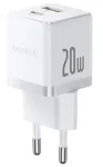Baseus Palm 20W USB-C + USB-A sieninis įkroviklis, baltas