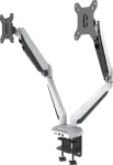 ROCKSTABLE RS-MM011W Profesionalus Dvigubo Monitoriaus Laikiklis - Gnybtas / Grometas - 16 kg - 38,1 cm (15 inch) - 81,3 cm (32 inch) - 100 x 100 mm - Baltas