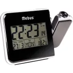 Mebus 42425 Projection Alarm Clock - Digital LCD, 12/24h, Temperature, Black/Grey