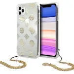 Guess GUHCN58KSPEGO Kietasis dėklas, skirtas Apple iPhone 11 Pro 5,8 inch Gold Peony Chain Collection