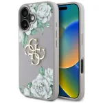 Guess Grained Roses Big 4G Logo Dėklas, skirtas Apple iPhone 16 - Violetinė