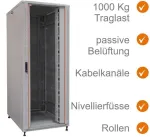 IT-BUDGET 19 colių tinklo spinta SRK - 42U - PxG 800x800 mm - Perforuotos/plieninės durys - Kabelių kanalai - Plok&scaron;čioji pakuotė - &Scaron;viesiai pilka (90ITB19SRK4288GGN)