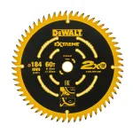DEWALT DT1670 184mm 60T diskinis pjūklo diskas smulkiems apdailos pjūviams