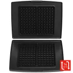 FRITEL Family Waffle Plate Set (2 Plates) for Waffle Maker 1300 Series - Non-Stick Cast Aluminum, Dishwasher Safe, Black/Grey