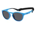 POLAROID PLD7050SMVU Unisex Square Sunglasses - Matte Black Frame, Grey Polarized Lens, 52mm