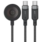 ACEFAST C6-11 3-in-1 USB-C į 2x USB-C & Qi belaidžio įkrovimo laidas, 100W, 1,2m, juodas