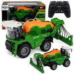 LEAN TOYS Žemės ūkio kombainas su purk&scaron;tuvu, pur&scaron;kimo funkcija, &scaron;viesos ir garso efektai, 1:24