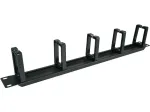 Alantec PK048 1U 19 inch kabelių organizatorius su &scaron;epečiu ir 5 plastikiniais laikikliais