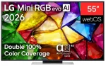 LG 55MRGB87B3B 55 colių 4K QNED Mini LED i&scaron;manusis televizorius su &alpha;7 Gen6 AI procesoriumi, webOS 23, 120Hz, 4x HDMI 2.1
