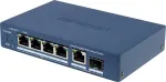 Hikvision DS-3E1506P-EI/M-4P1T1F(O-STD) nevaldomas komutatorius su 4 PoE+ prievadais, 1 Gigabit RJ45 ir 1 SFP magistrale