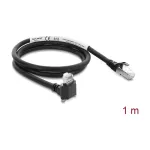 Delock GigE kameros kabelis RJ45 ki&scaron;tukas 90&deg; kampu su varžtais, 28 mm jungties ilgis į RJ45 ki&scaron;tuką Cat.6 S/FTP 1 m juodas