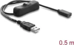 Delock USB maitinimo laidas, Type-A ki&scaron;tukas į Type-C lizdą su jungikliu, 0,5 m